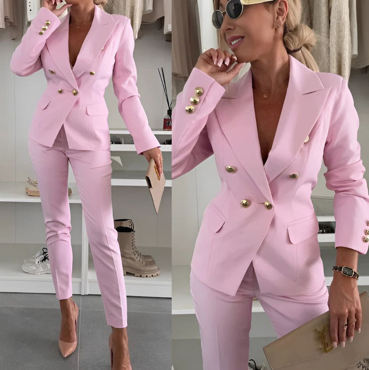 Olivia | Zweireihiges Blazer- und Hosen-Set für Damen