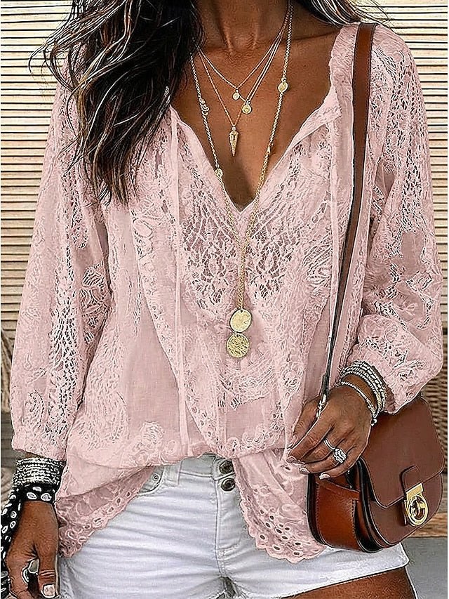 Estelle | Boho Blouse with Lace Detailing for Women