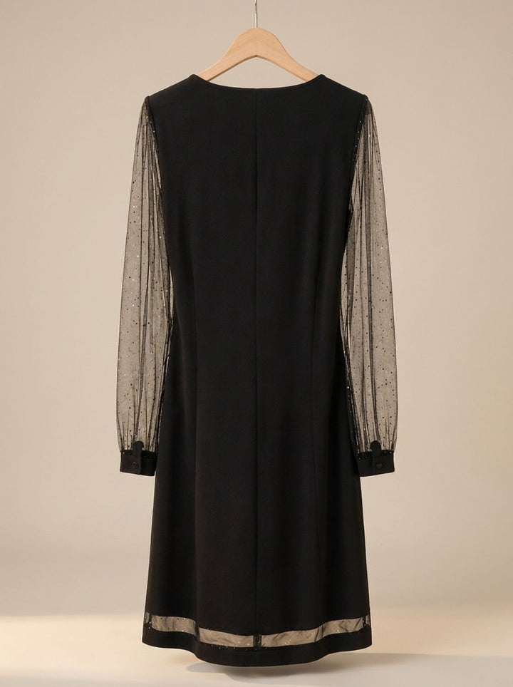 Scarlett | Mini Christmas Party Dress with Glitter Mesh Sleeves