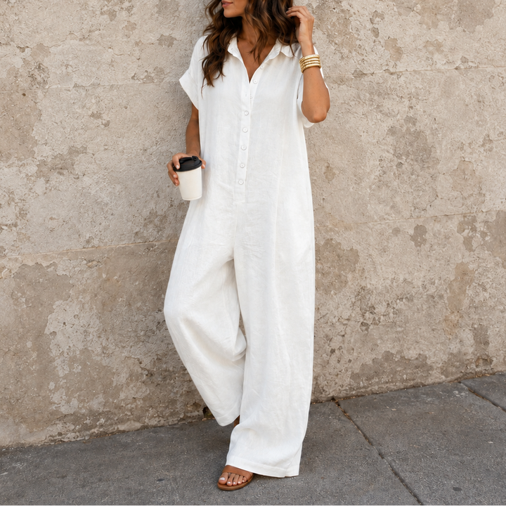 Fauxmalwear | Wide-Leg Jumpsuit – Button-Front Shirt Collar Style
