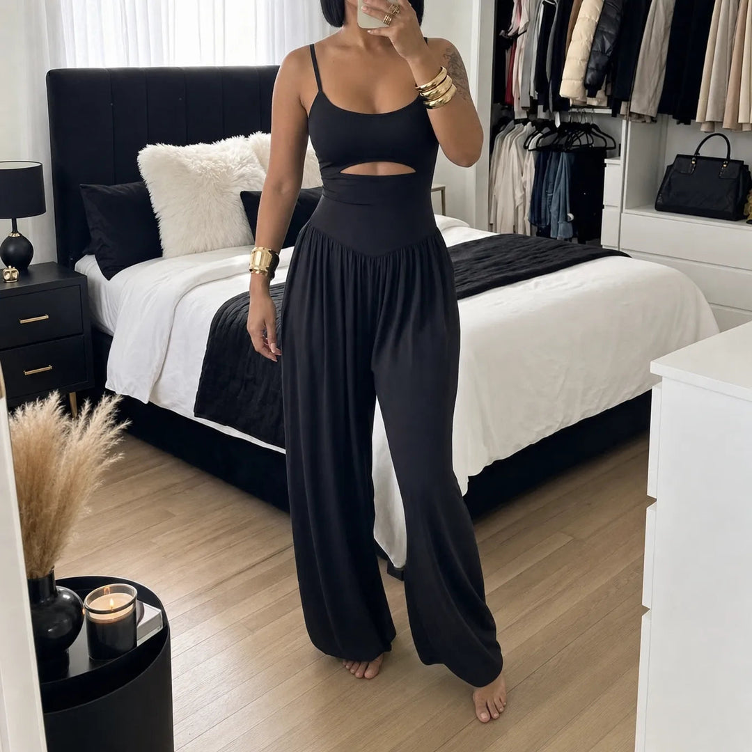 Florenza | Wide Leg Jumpsuit – Sleeveless Cutout Design for Women