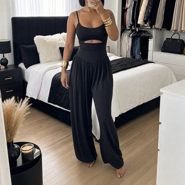 Florenza | Wide Leg Jumpsuit – Sleeveless Cutout Design for Women
