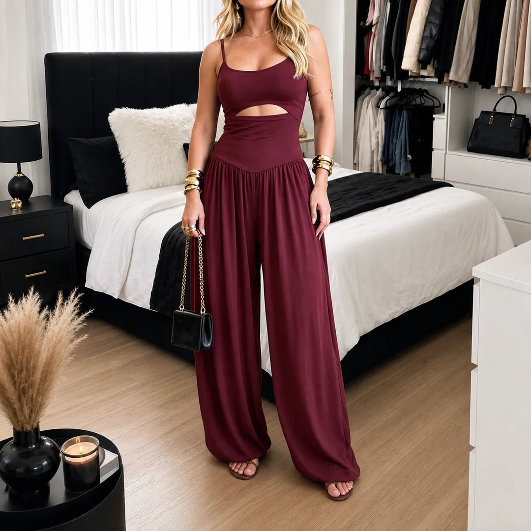 Florenza | Wide Leg Jumpsuit – Sleeveless Cutout Design for Women