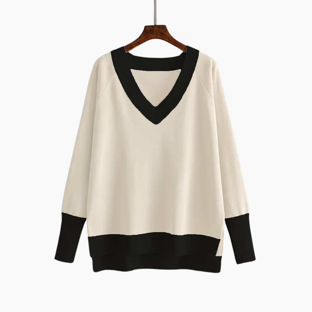 Viora | Sweater Set – V-Neck Design with Wide-Leg Trousers for Women