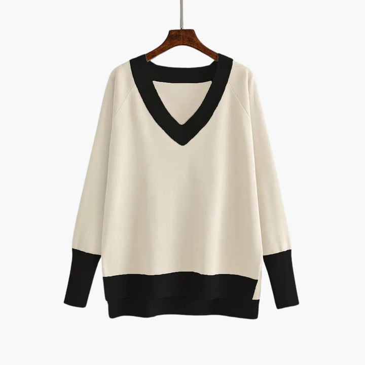 Viora | Sweater Set – V-Neck Design with Wide-Leg Trousers for Women