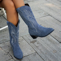 Valeria | Stivali da cowboy eleganti con cuciture a contrasto