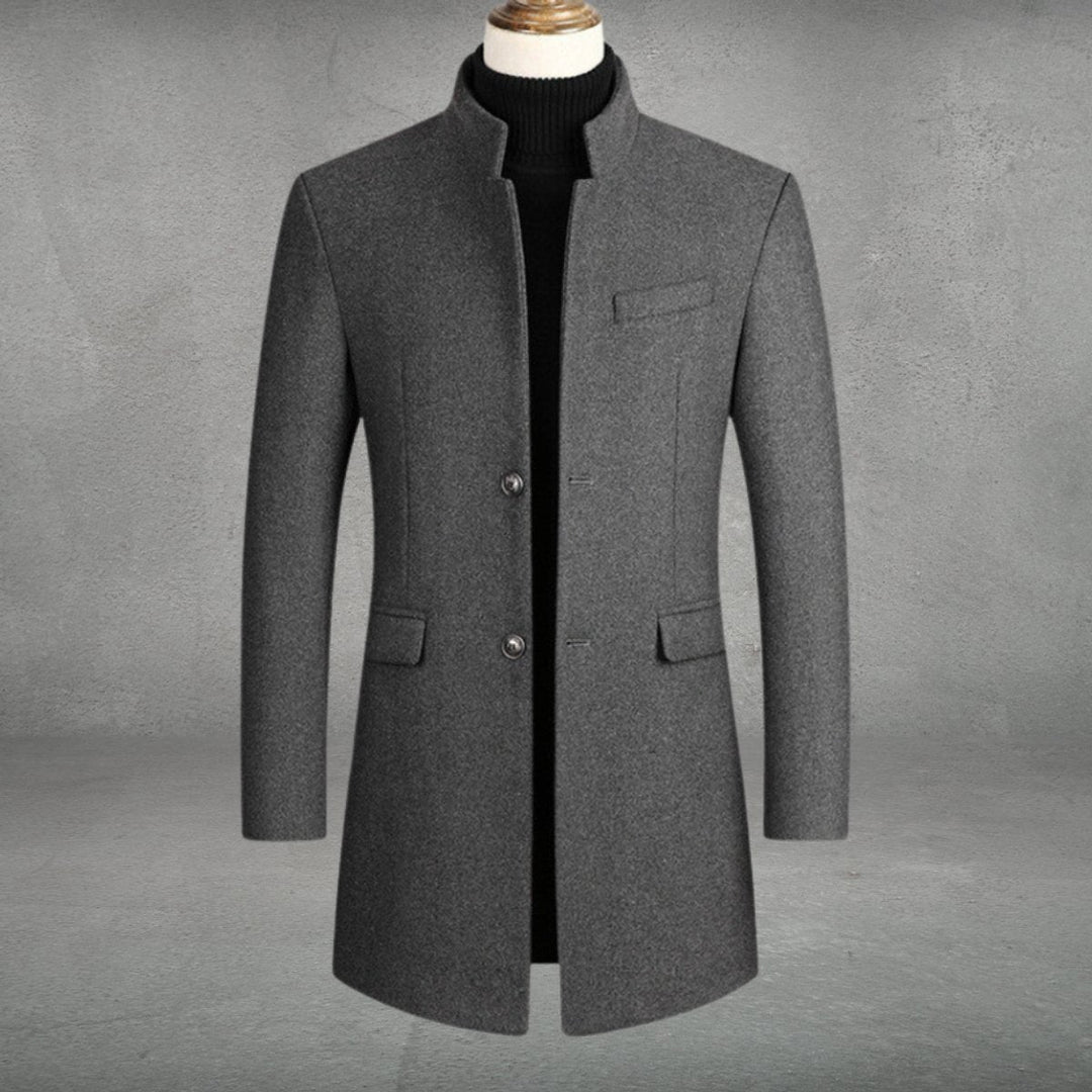 Matthias | Slim-Fit Wool Coat with Stand Collar and Button Closure