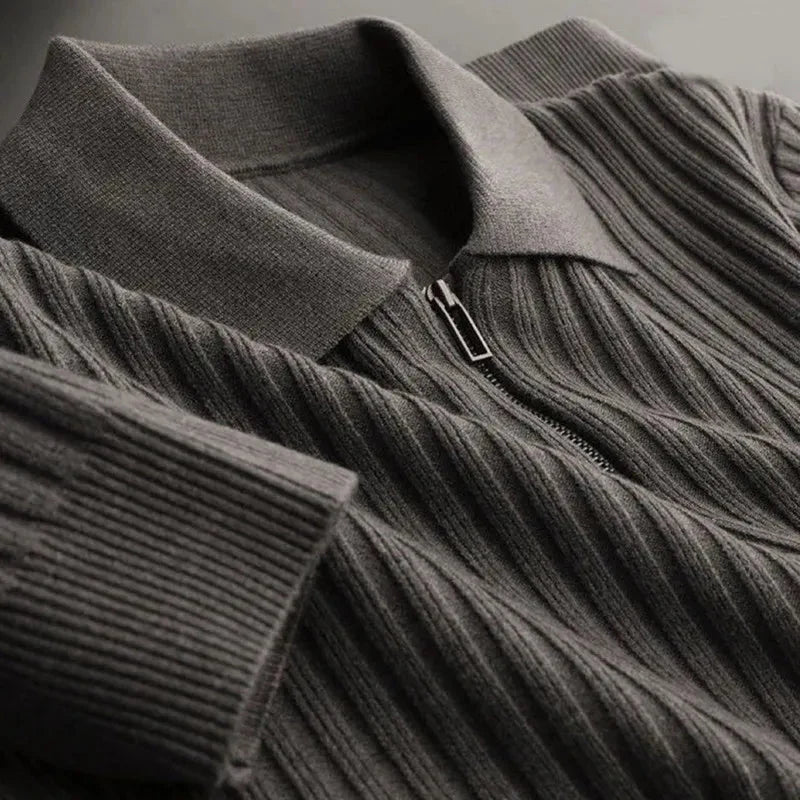 Refined | Striped Pattern Zip Sweater for Men