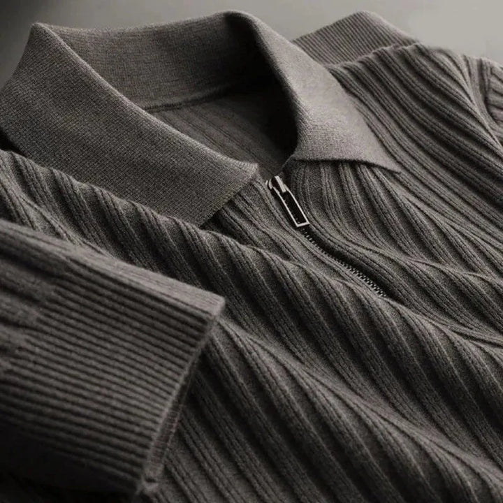 Refined | Striped Pattern Zip Sweater for Men