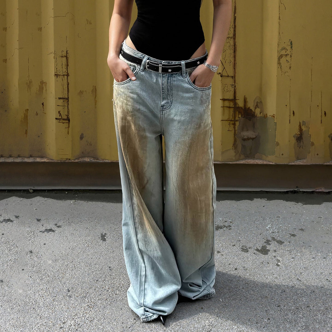 Avery | Vintage Wash Wide Leg Denim Jeans