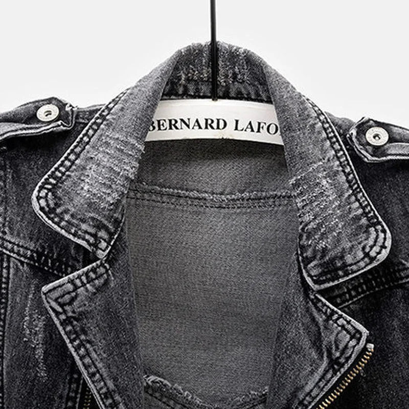 Marcel | Gilet da motociclista in denim effetto vissuto, comodo e di stile