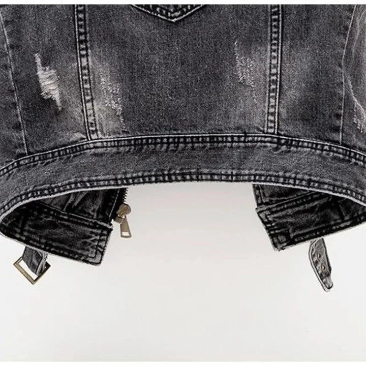 Marcel | Gilet da motociclista in denim effetto vissuto, comodo e di stile