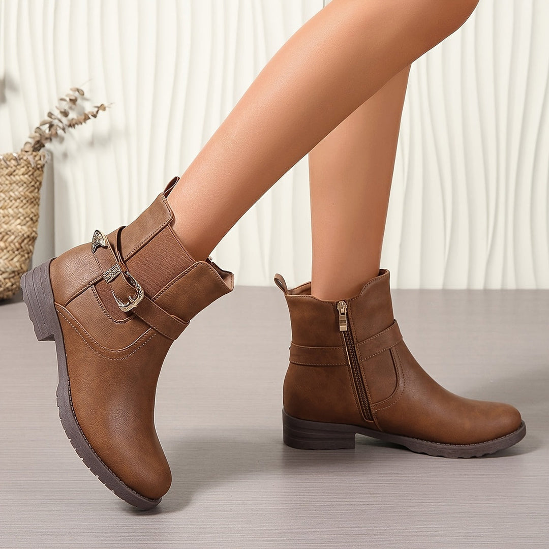 Rosalie | Western-Inspired Buckle Ankle Boots