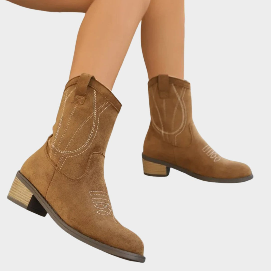 Amelia | Authentische Western-Ankle-Boots mit Stickereien