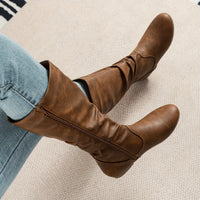 Mandy | Classic Flat Knee High Boots with Gathered Shaft