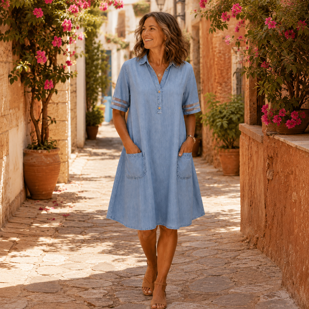 Soleil | Denim Shirt Dress – Relaxed A-Line Style for Women