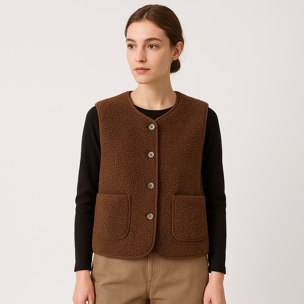 Livia | Stylish And Cozy Shearling Effect Sleeveless Vest