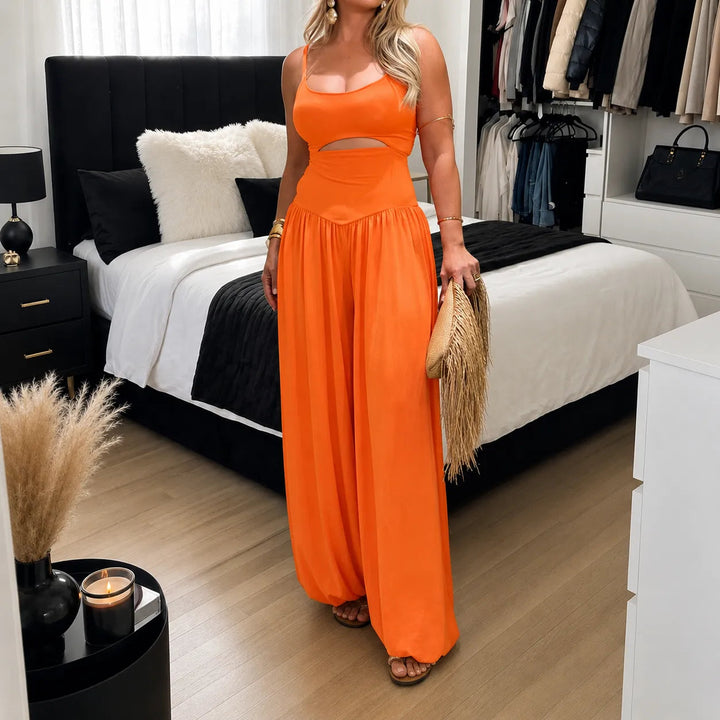 Florenza | Wide Leg Jumpsuit – Sleeveless Cutout Design for Women