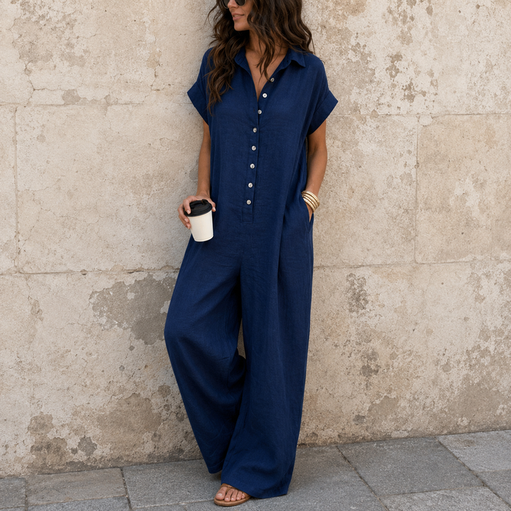 Fauxmalwear | Wide-Leg Jumpsuit – Button-Front Shirt Collar Style