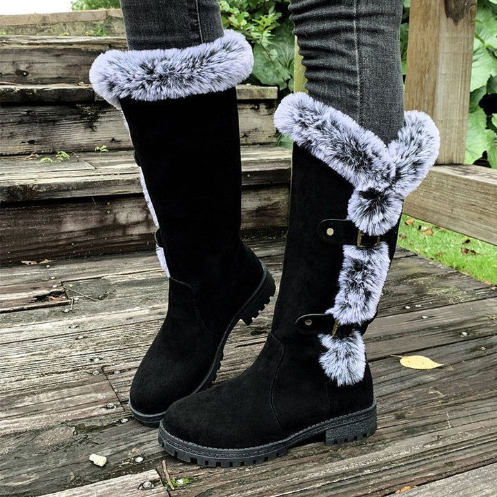 Sophie | Kuschelige und stilvolle kniehohe Stiefel mit Fellbesatz