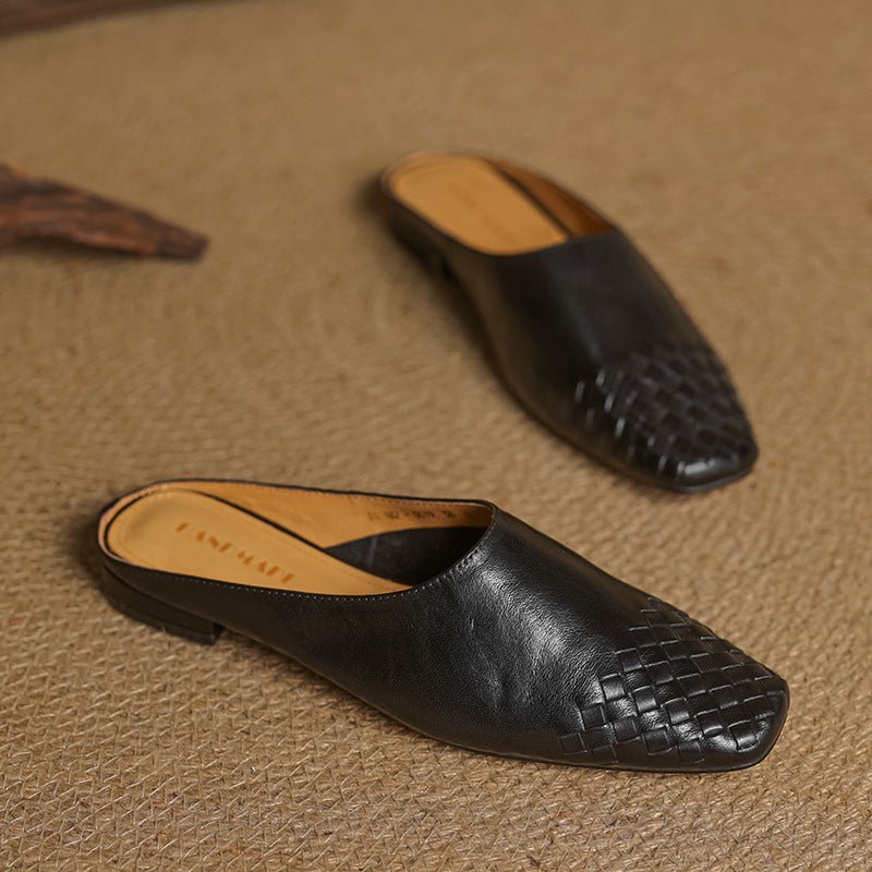 Alice | Mule eleganti e di stile in pelle intrecciata, senza lacci