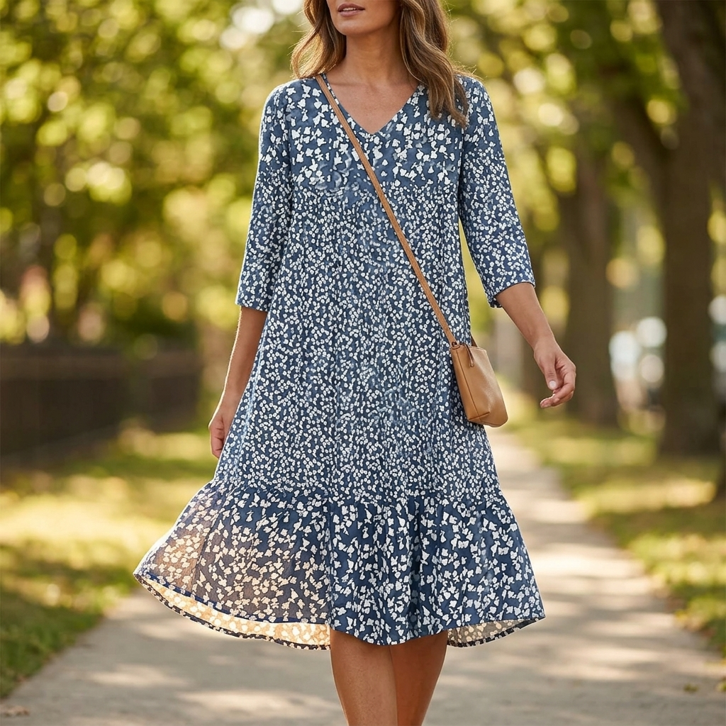 Bellora | Floral Midi Dress – Stylish Ruffle Hem Design for Women