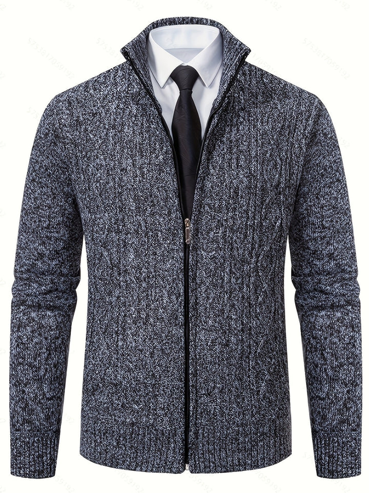 Walter | Full-Zip Cardigan – Textured Design for Men