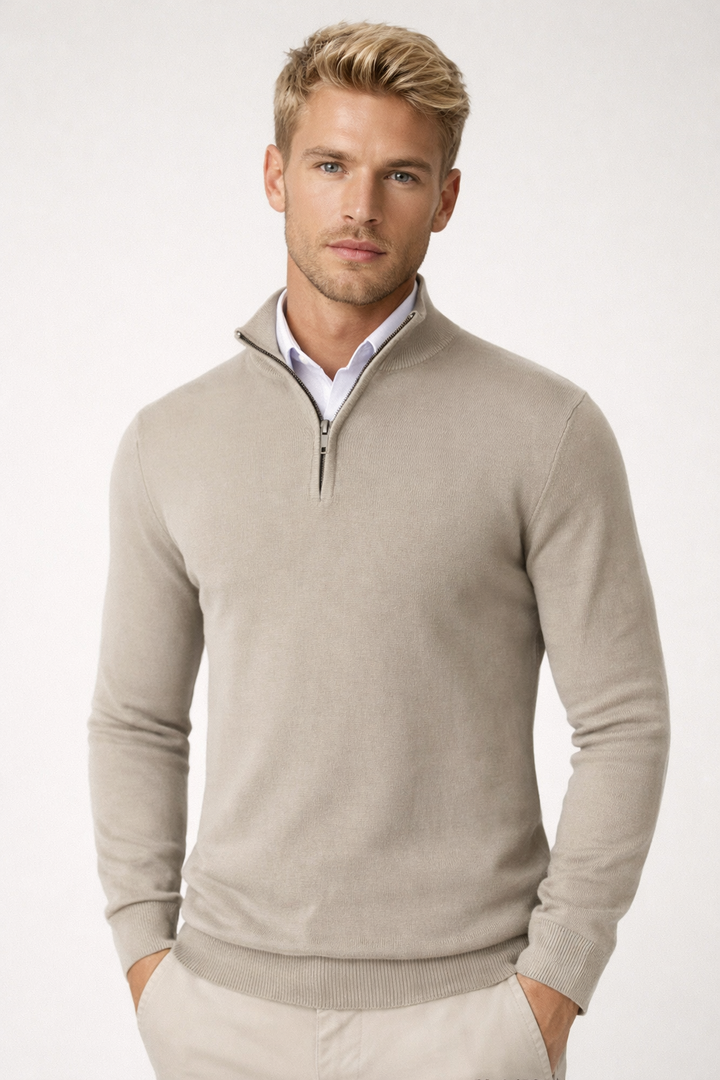 Lucas | Elegant and Modern Half Zip High Neck Sweater