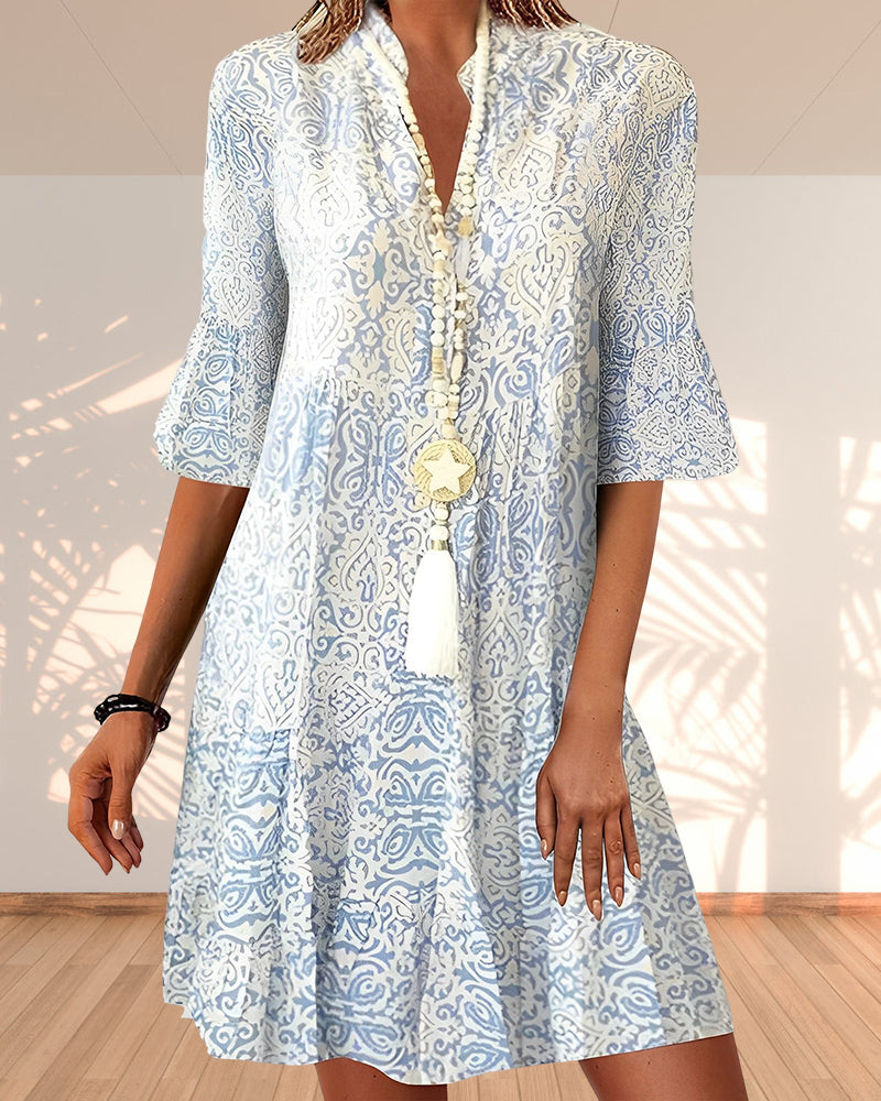 Ava | Bohemian Printed Flowing Tunic Dress