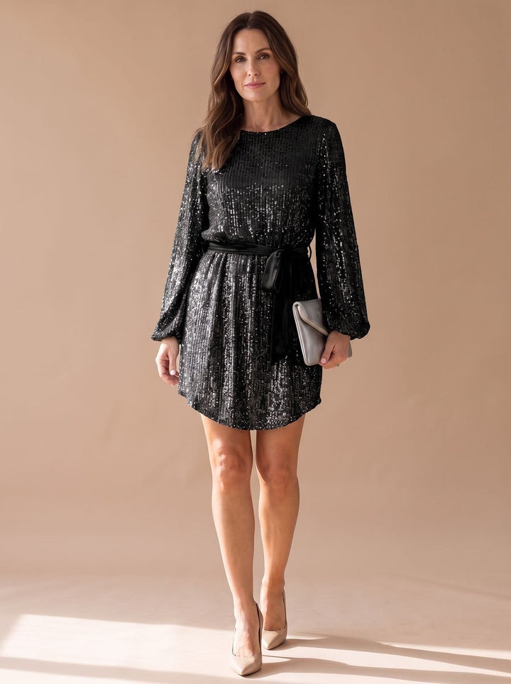 Mia | Sequin Mini Dress – Chic Balloon Sleeves for Women