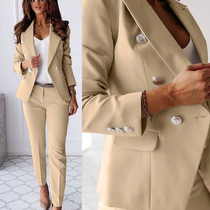 Olivia | Zweireihiges Blazer- und Hosen-Set für Damen