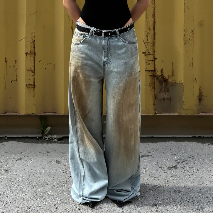 Avery | Vintage Wash Wide Leg Denim Jeans