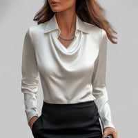 Elena | Elegant and Sophistication Draped Satin Blouse