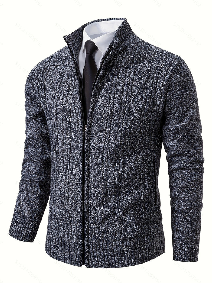 Walter | Full-Zip Cardigan – Textured Design for Men