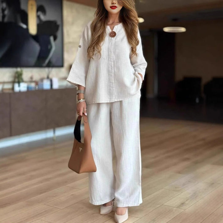 Sophia | Casual Tunic Top & Wide-Leg Trousers Set
