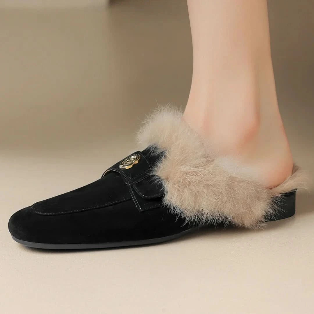 Velora | Suede Shearling Mules – Luxurious Comfort for Women