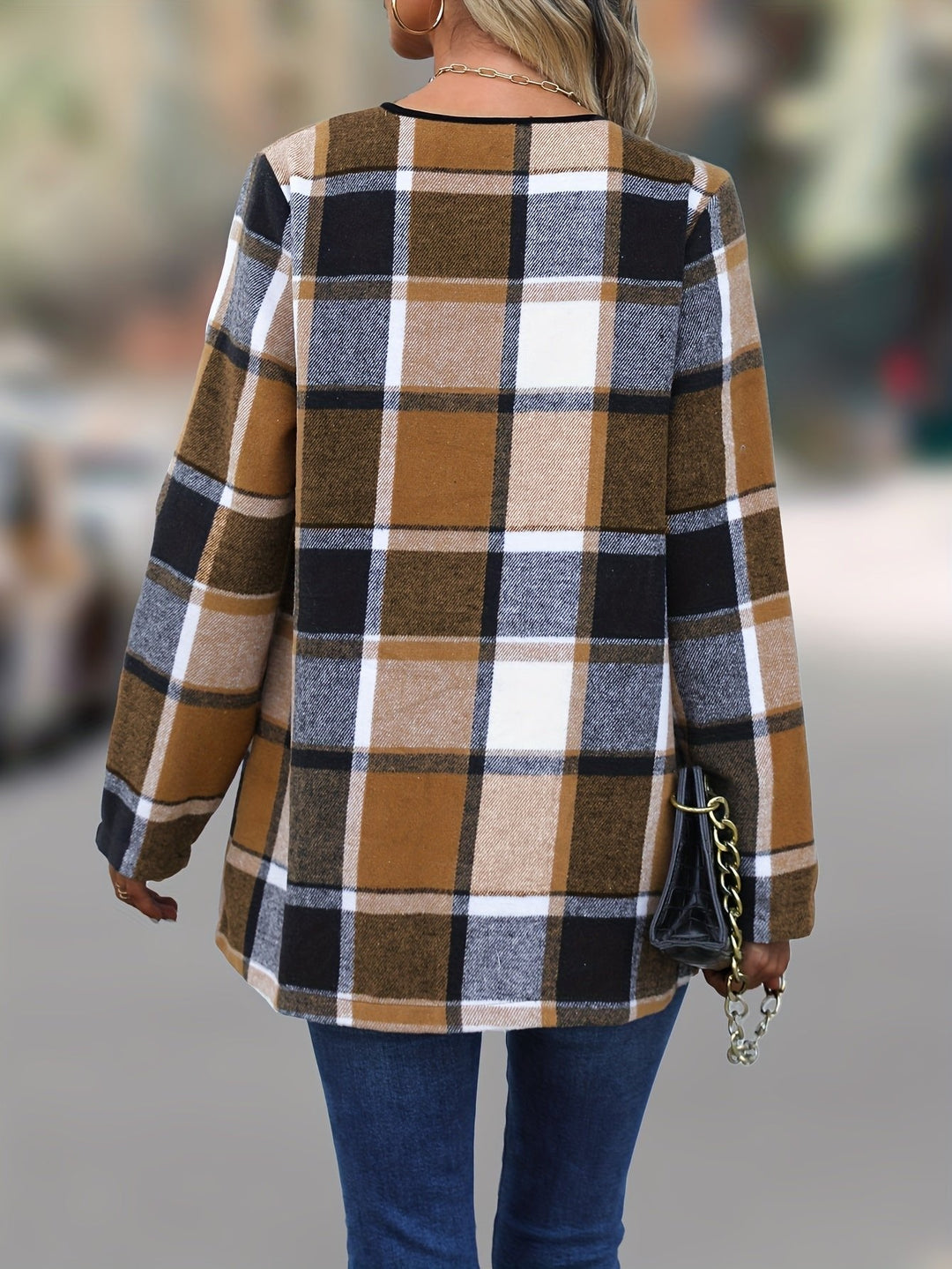 Regina | Draped Plaid Jacket – Effortless Everyday Style for Women