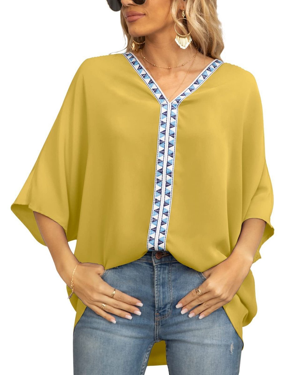 Mira | Comfortable Bohemian Embroidered V-Neck Tunic Top