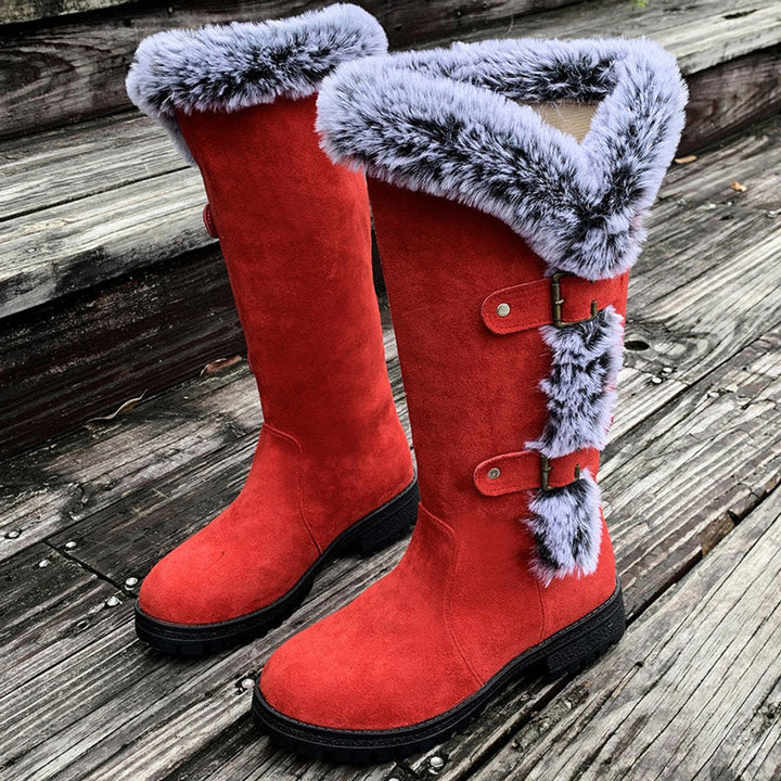 Sophie | Kuschelige und stilvolle kniehohe Stiefel mit Fellbesatz