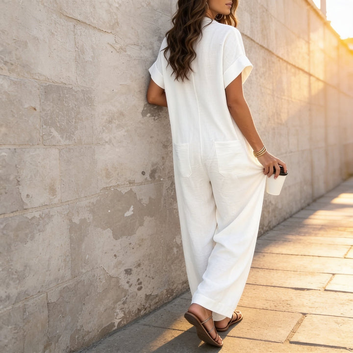 Fauxmalwear | Wide-Leg Jumpsuit – Button-Front Shirt Collar Style