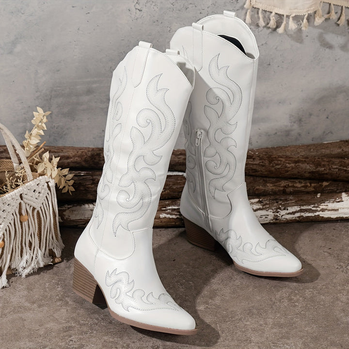 Chloe | Timeless Wide Calf Knee High Western Cowboy Boots