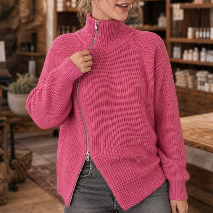 Wearbella | Asymmetrische Rits Ribbed Trui