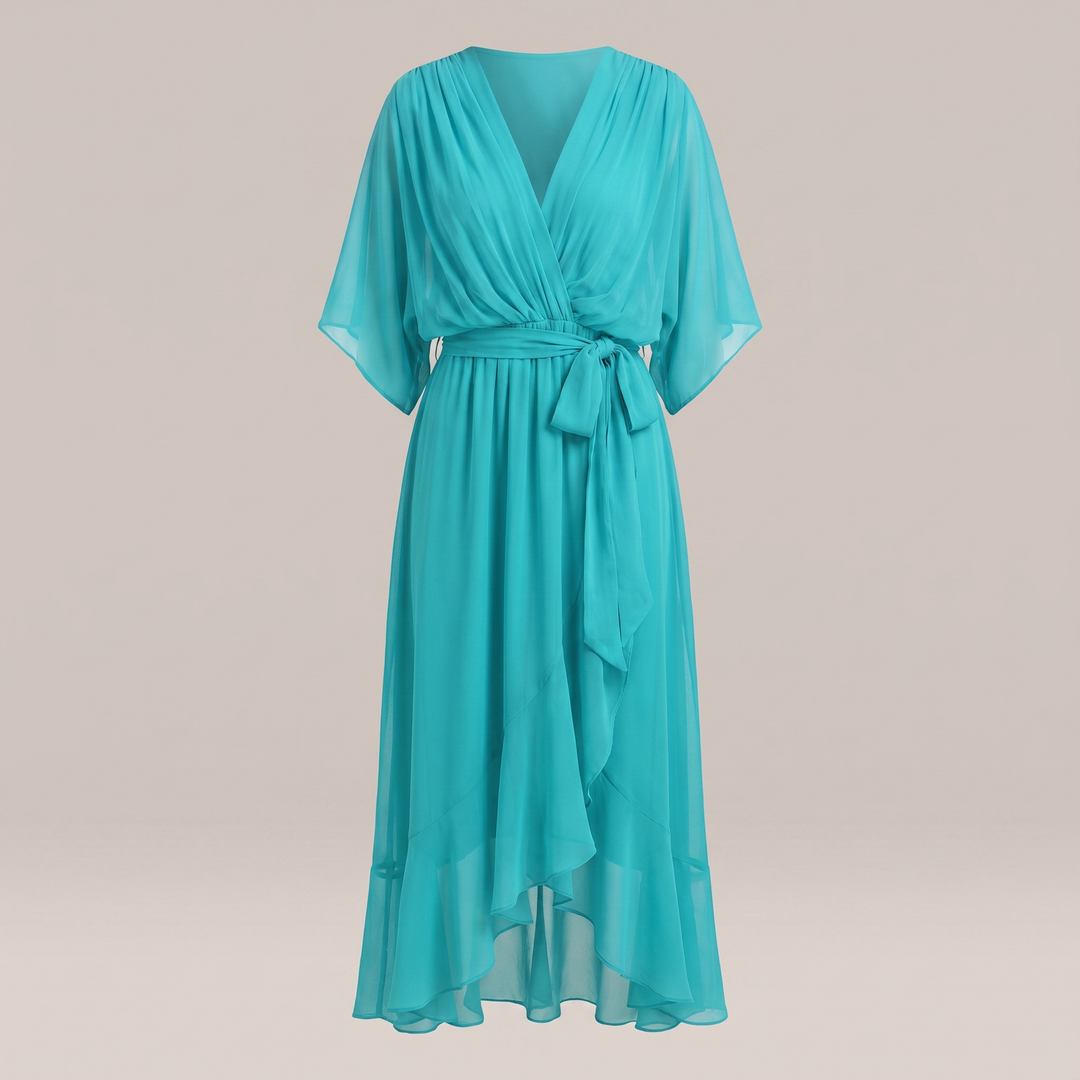 Anwen | V-Neck Midi Dress for Women – Graceful Airy Fit