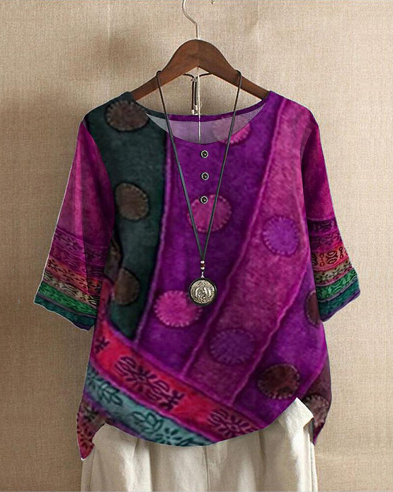 Luna | Relaxed and Comfortable Bohemian Cotton Blend Tunic Top