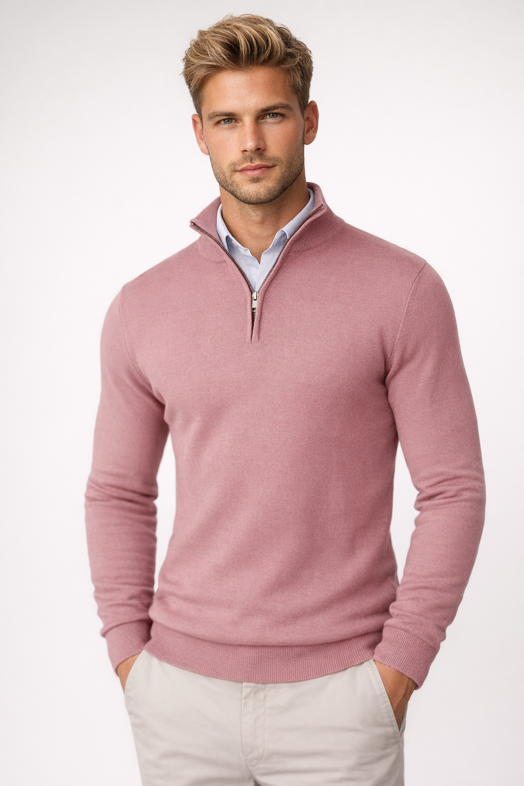 Lucas | Elegant and Modern Half Zip High Neck Sweater