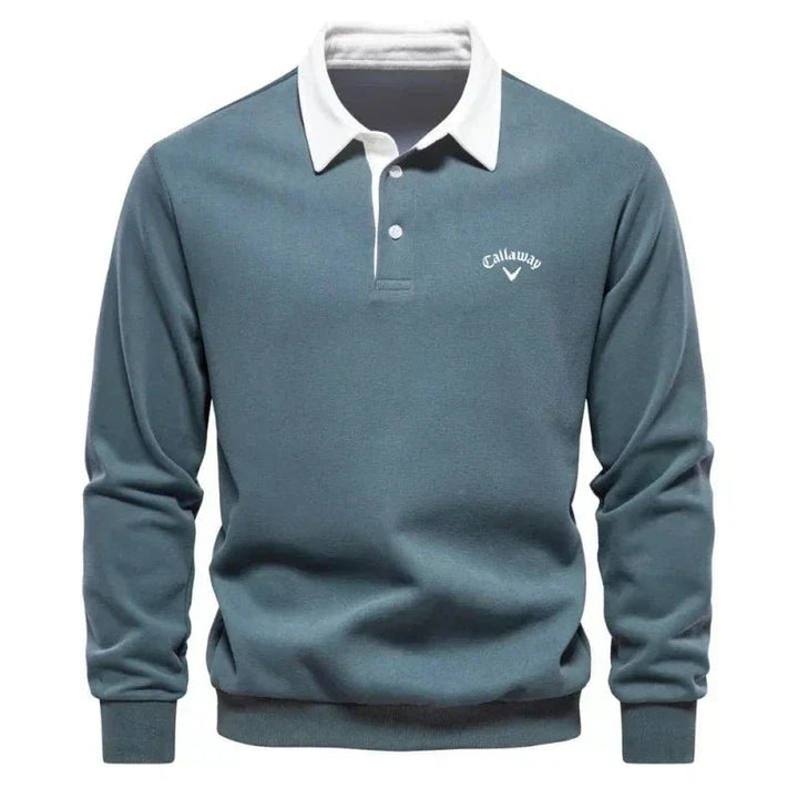 Luca | Classic And Stylish Contrast Collar Knit Polo Sweater