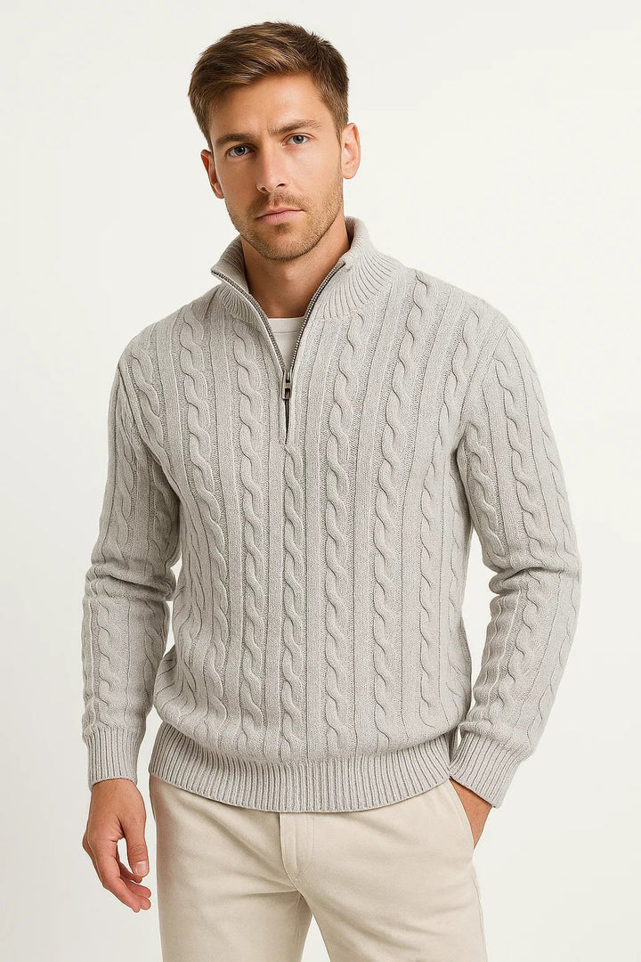 Steef | Cable Knit Sweater with Quarter-Zip