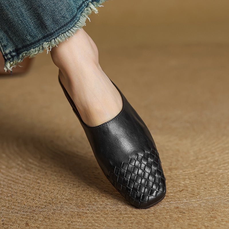 Alice | Mule eleganti e di stile in pelle intrecciata, senza lacci