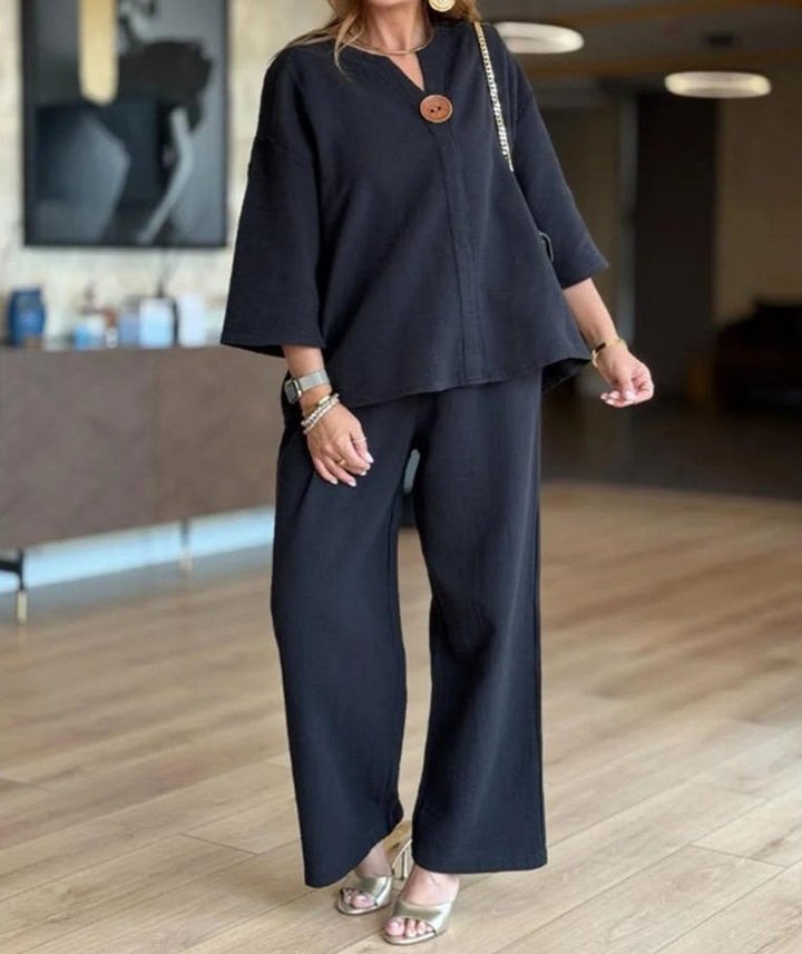Sophia | Casual Tunic Top & Wide-Leg Trousers Set