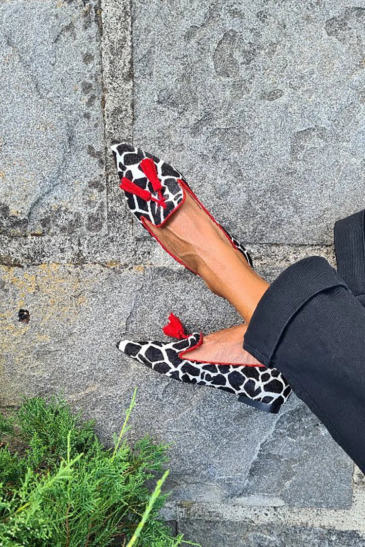 Emma | Stilvolle Damenloafer mit Animalprint und Fransen
